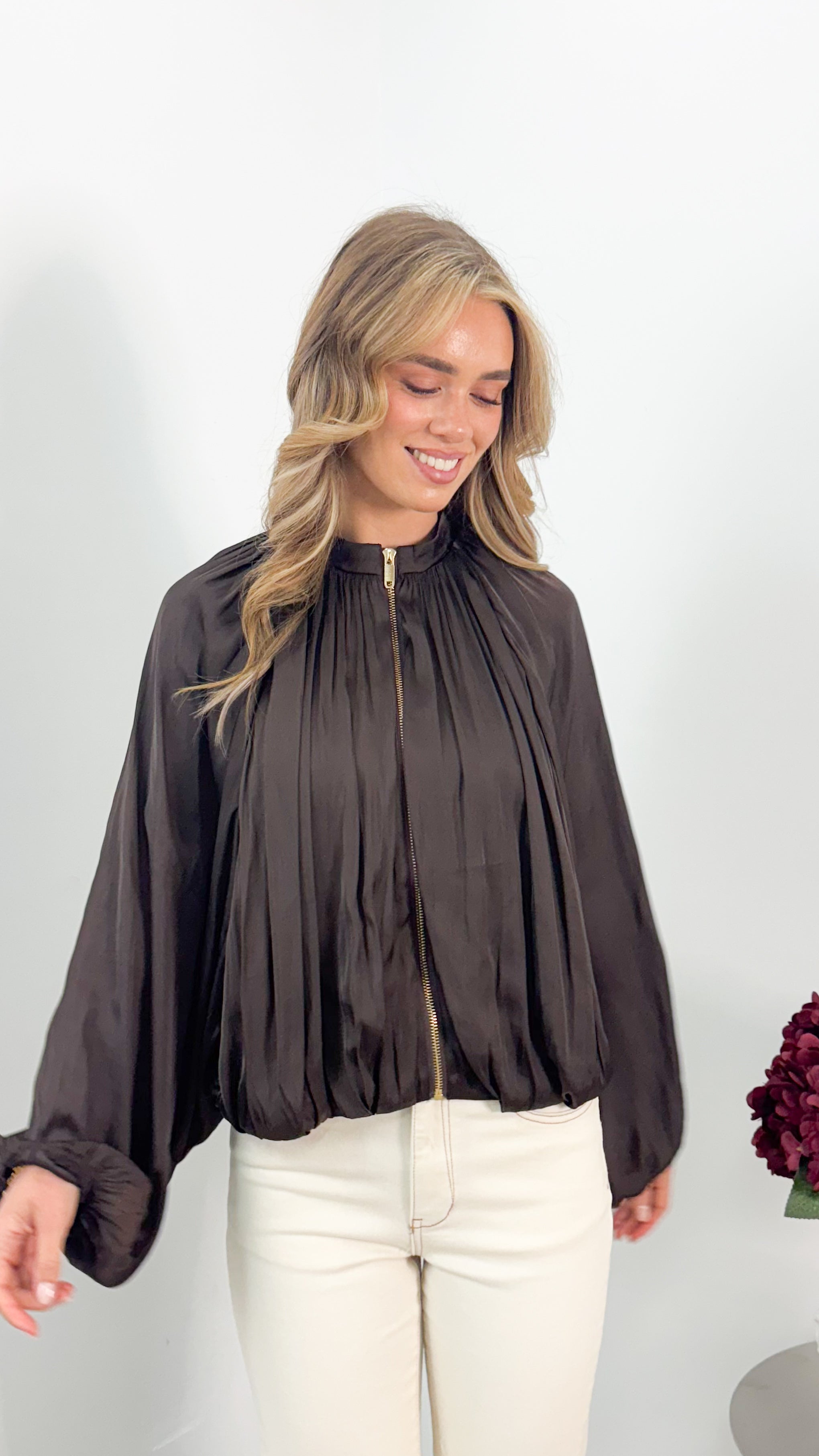 MILAN BOMBER JACKET - CHOCOLATE