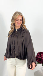 MILAN BOMBER JACKET - CHOCOLATE