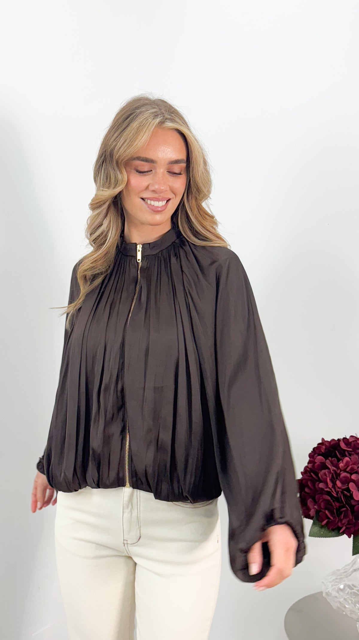 MILAN BOMBER JACKET - CHOCOLATE