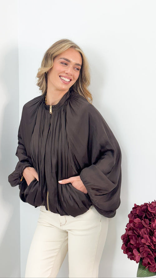MILAN BOMBER JACKET - CHOCOLATE