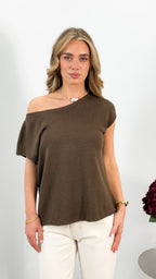 KATHERINE KNIT TOP - CHOCOLATE