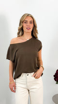 KATHERINE KNIT TOP - CHOCOLATE