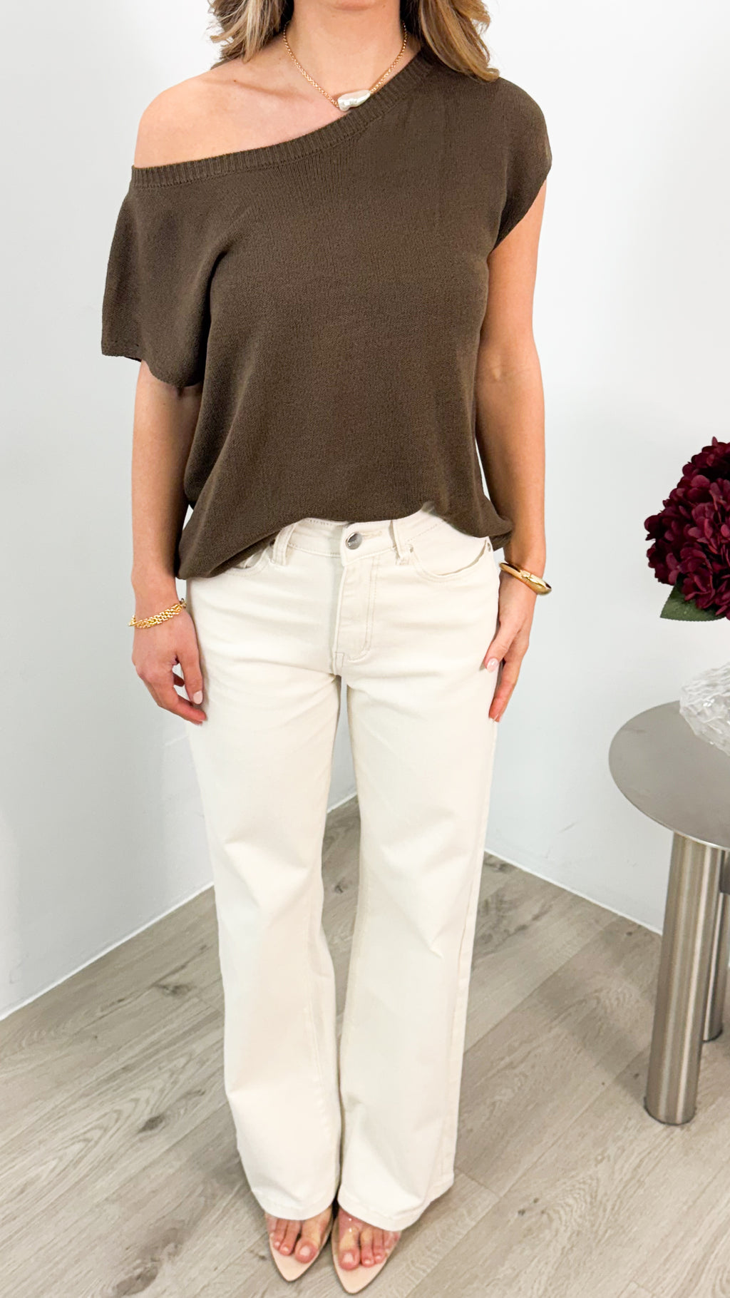 KATHERINE KNIT TOP - CHOCOLATE