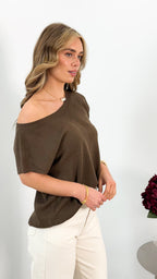 KATHERINE KNIT TOP - CHOCOLATE