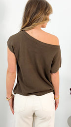 KATHERINE KNIT TOP - CHOCOLATE