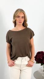 KATHERINE KNIT TOP - CHOCOLATE