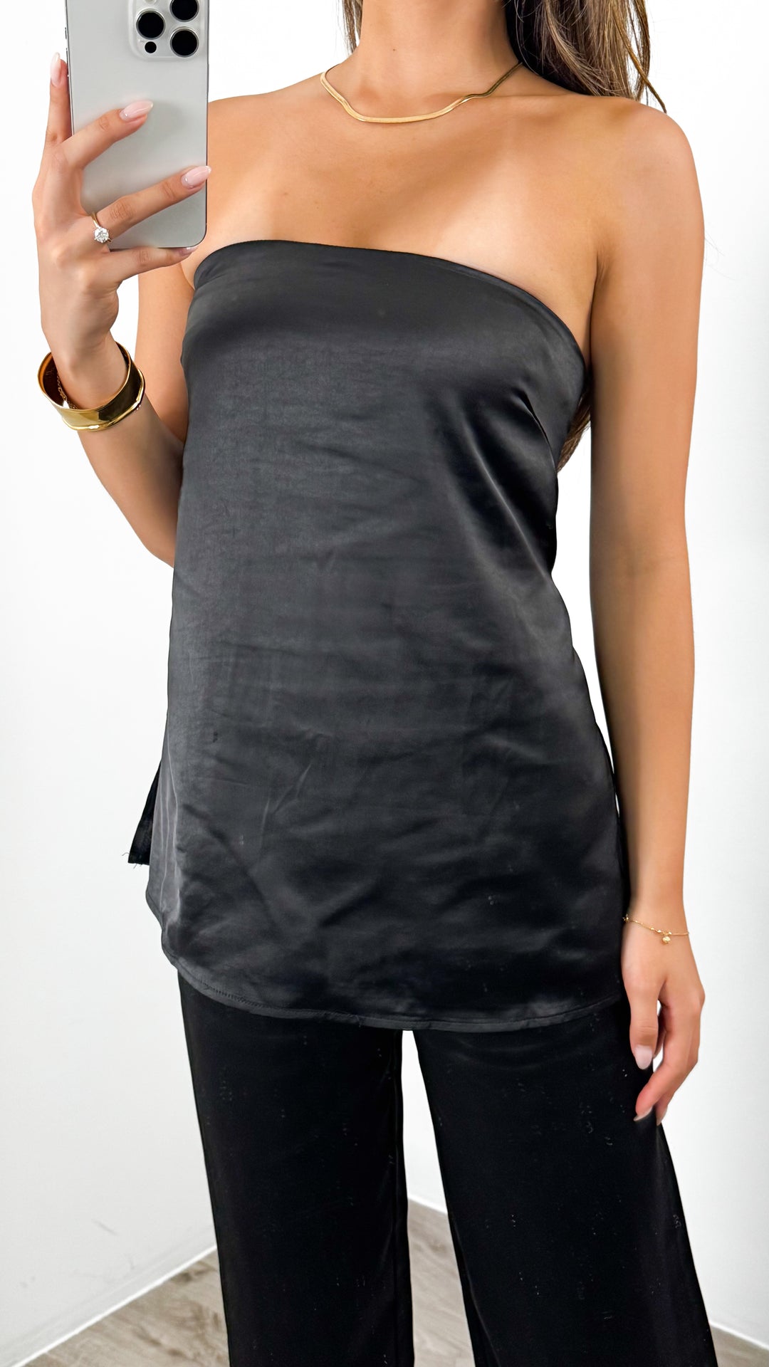 KENDALL STRAPLESS TOP + PANT SET - BLACK