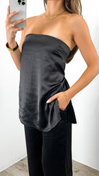KENDALL STRAPLESS TOP + PANT SET - BLACK