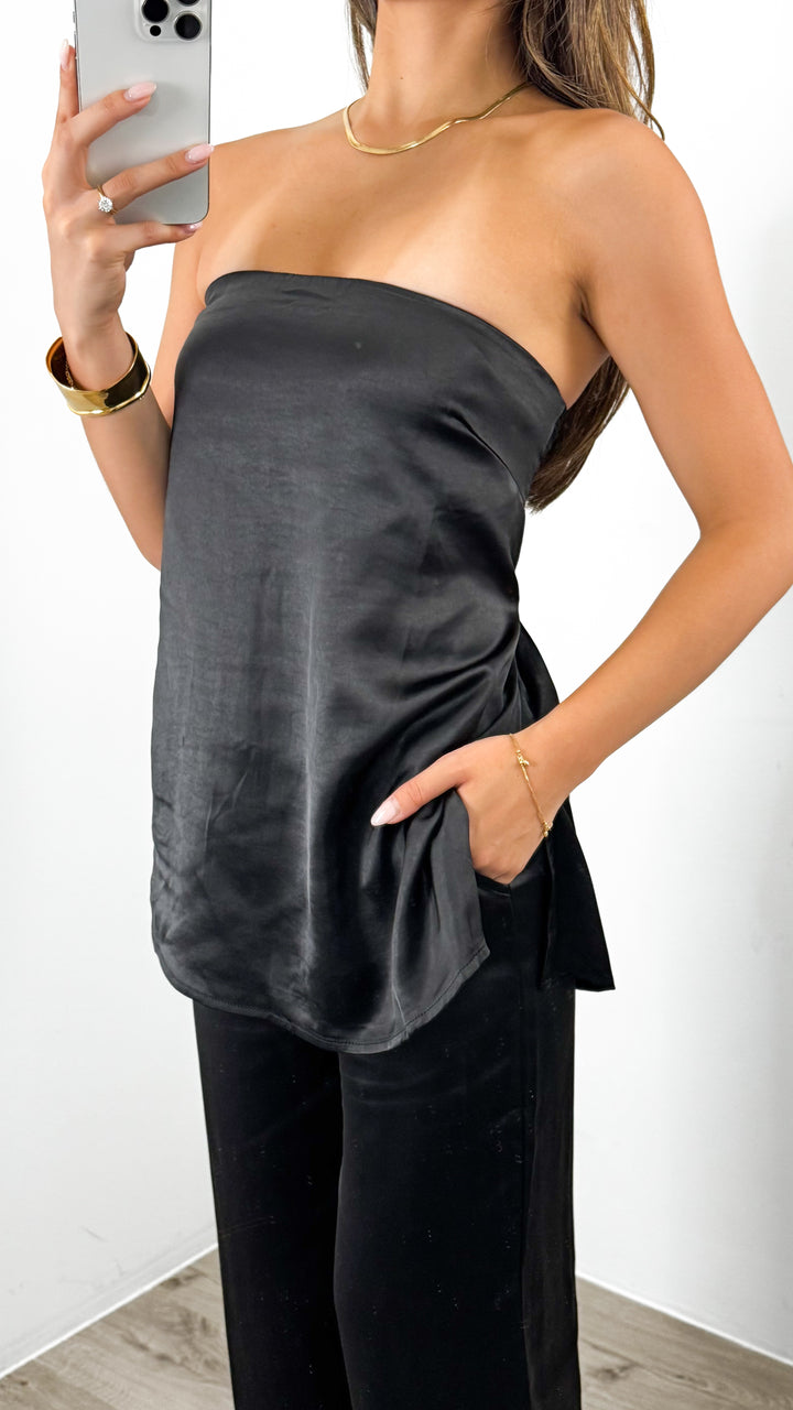 KENDALL STRAPLESS TOP + PANT SET - BLACK