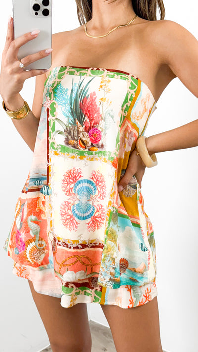 CHIARA STRAPLESS TOP & SHORT SET - MULTI