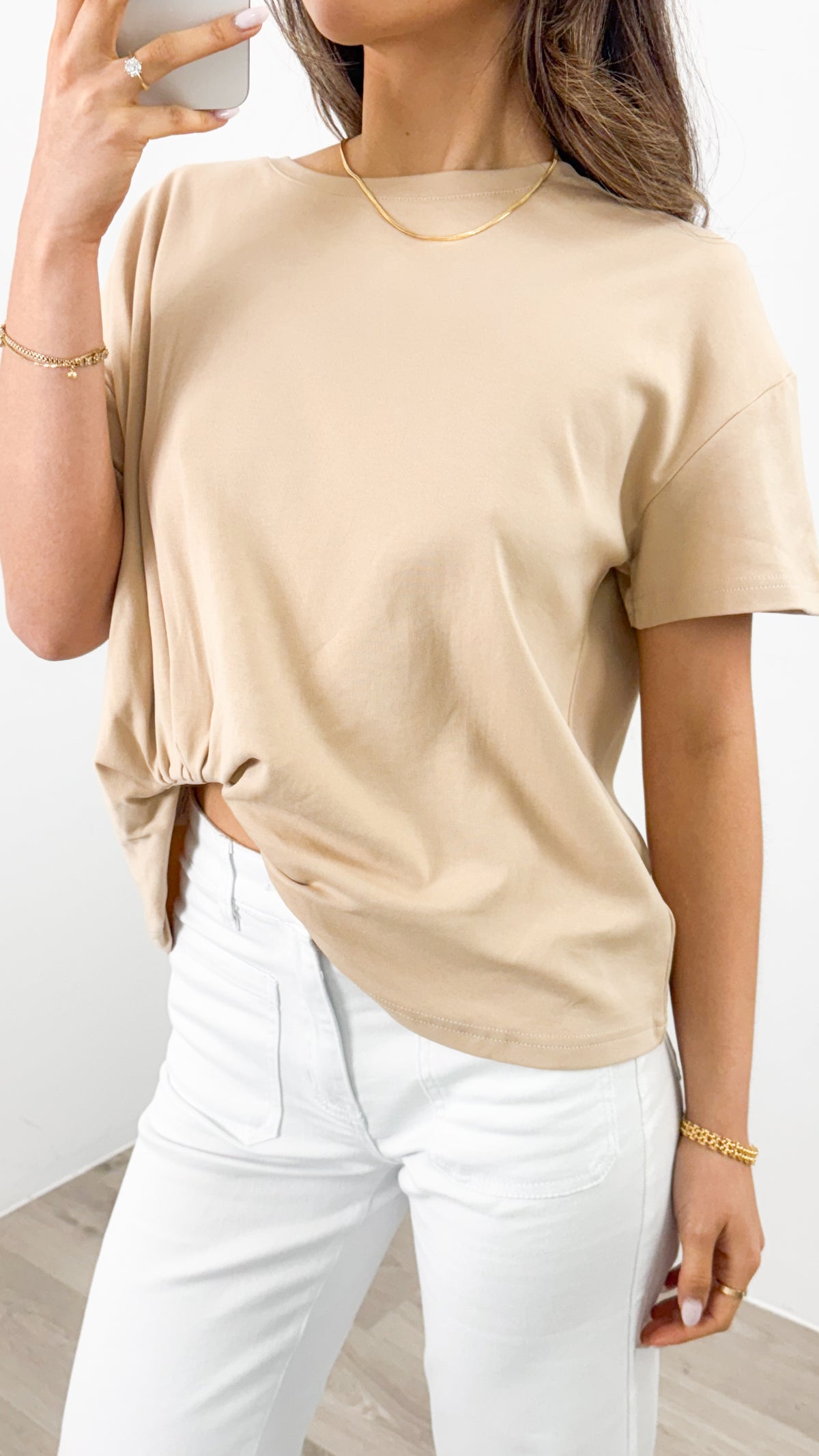 ESTHER EASY TUCK TEE - NEUTRAL