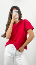ESTHER EASY TUCK TEE - RED