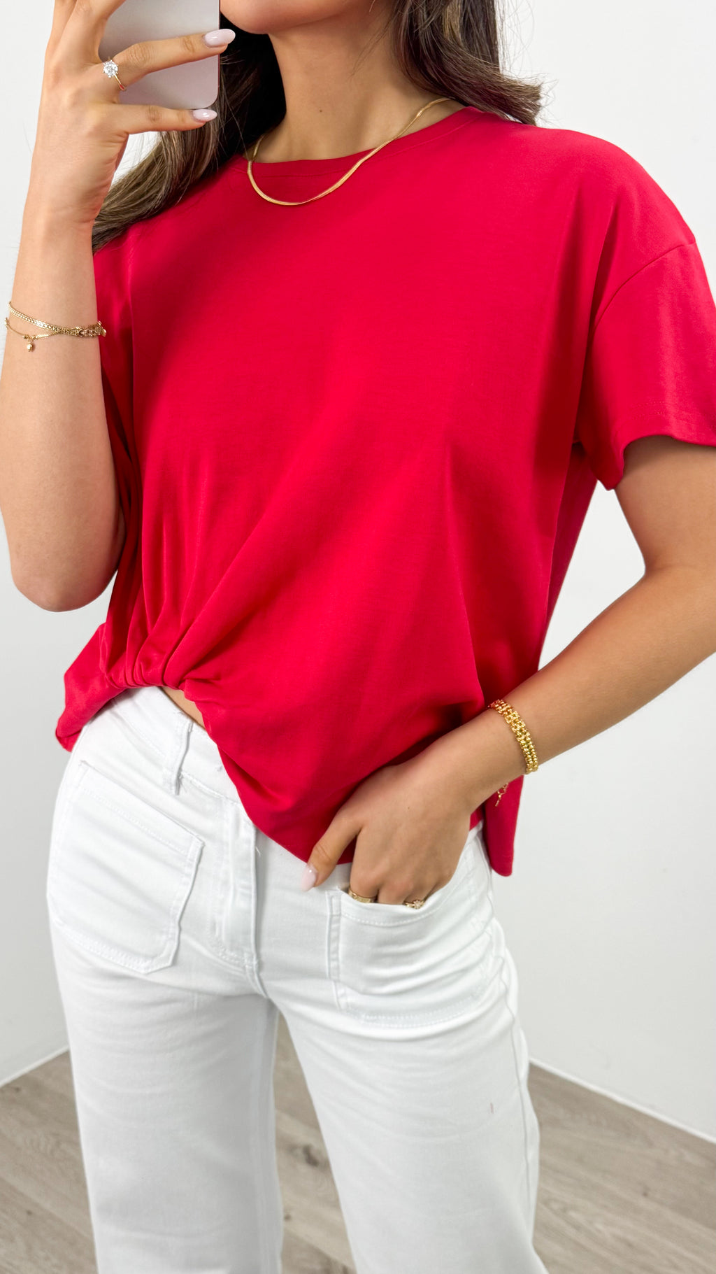 ESTHER EASY TUCK TEE - RED