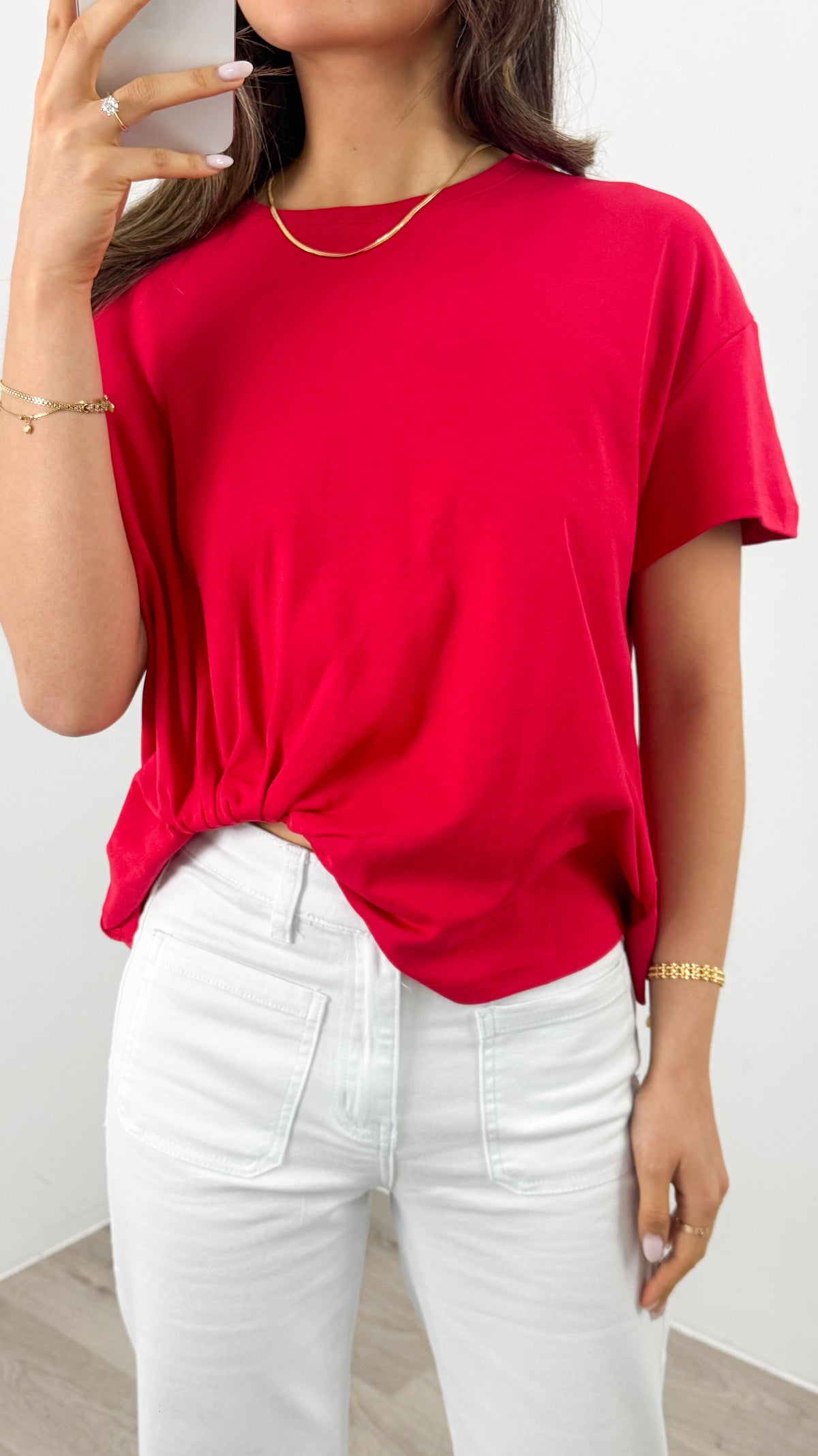ESTHER EASY TUCK TEE - RED