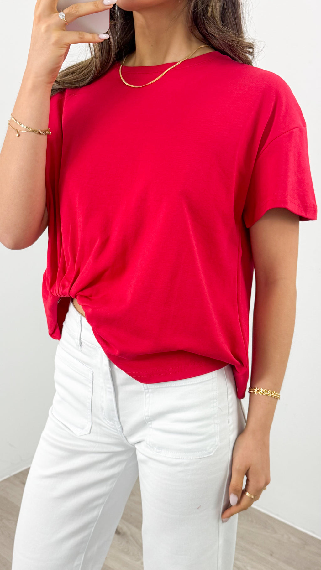 ESTHER EASY TUCK TEE - RED