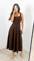 EVE DENIM DRESS - CHOCOLATE