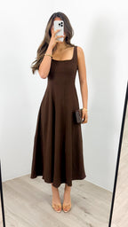 EVE DENIM DRESS - CHOCOLATE
