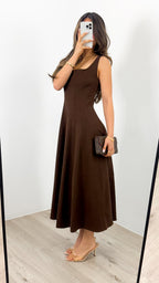 EVE DENIM DRESS - CHOCOLATE