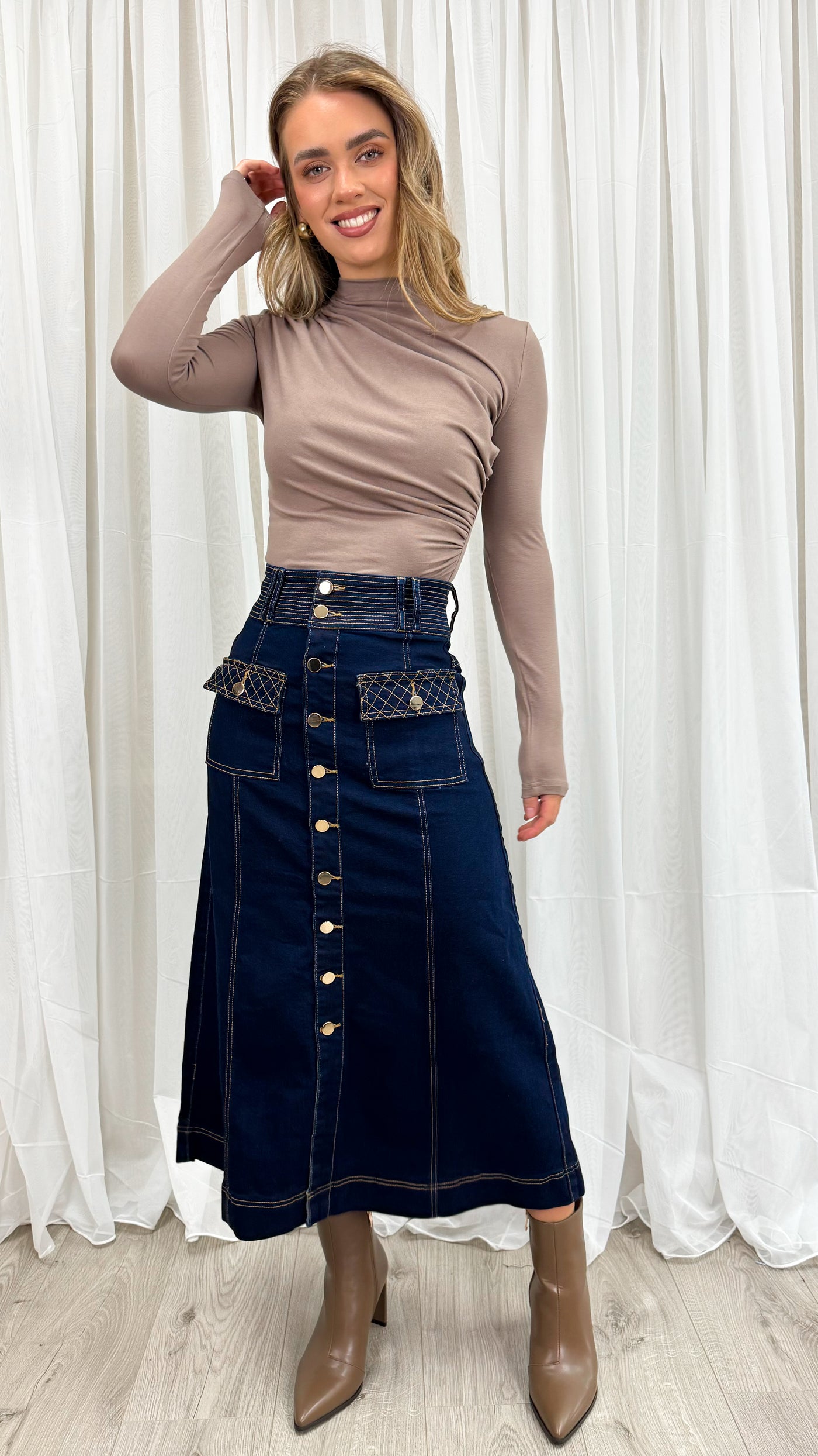 PRESTON SKIRT - DARK DENIM