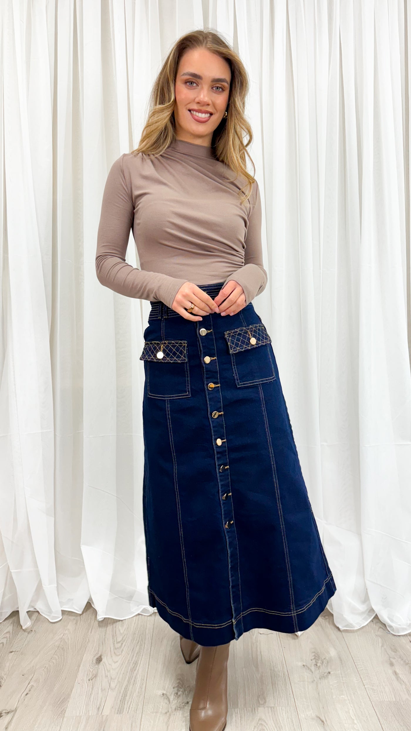 PRESTON SKIRT - DARK DENIM