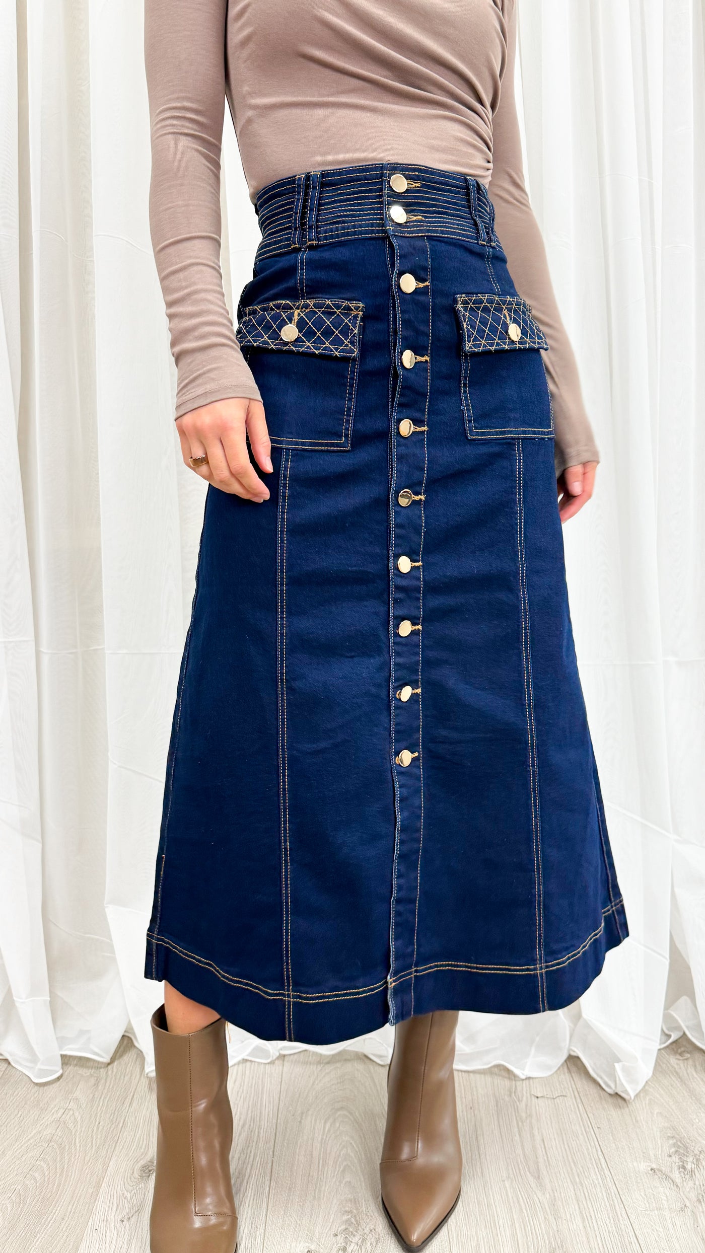 PRESTON SKIRT - DARK DENIM