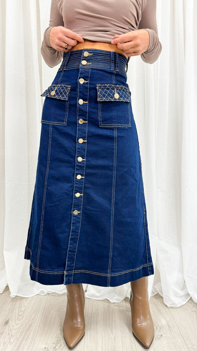 PRESTON SKIRT - DARK DENIM