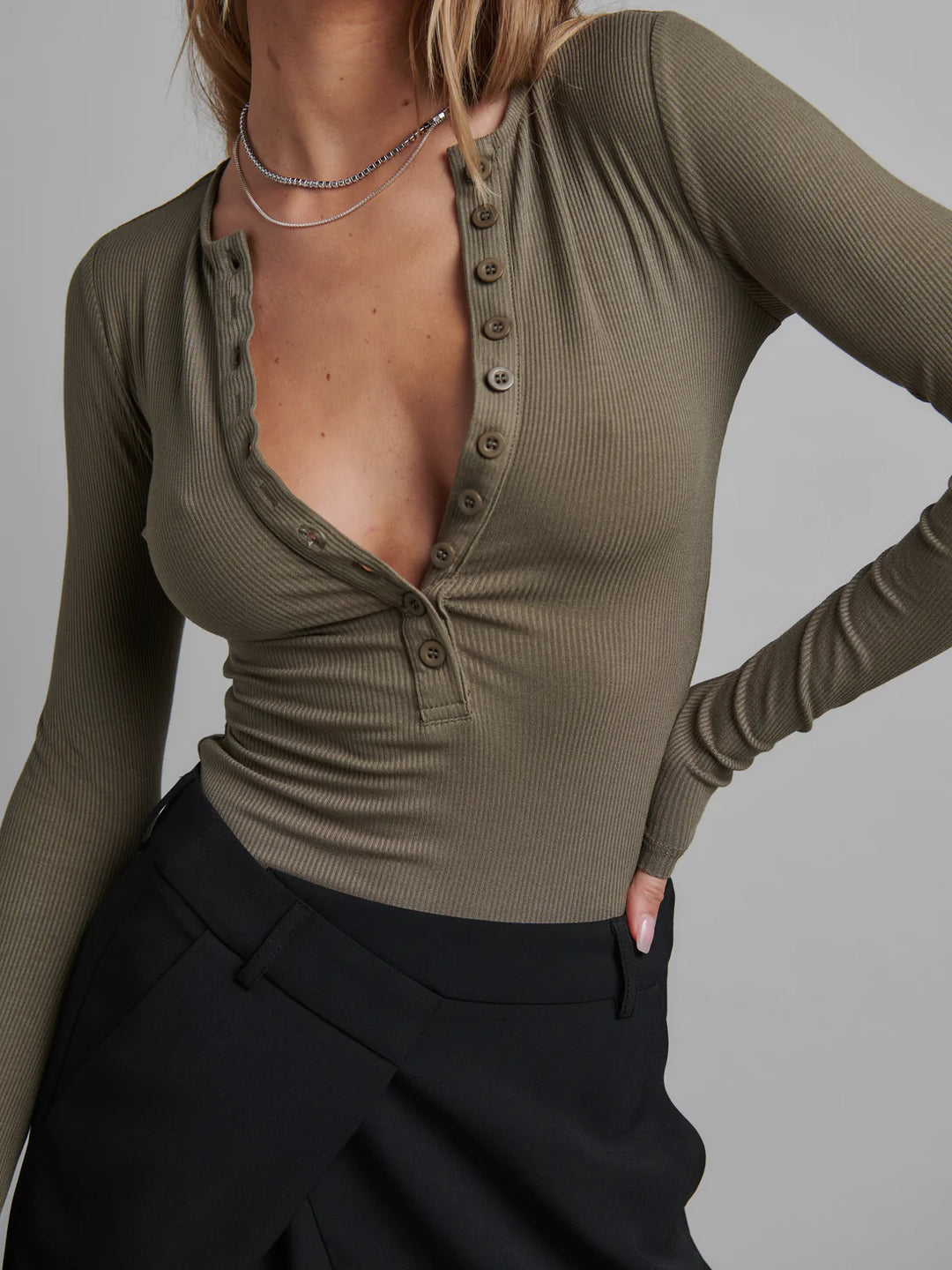 'BAYSE’ LARA BODYSUIT - KHAKI