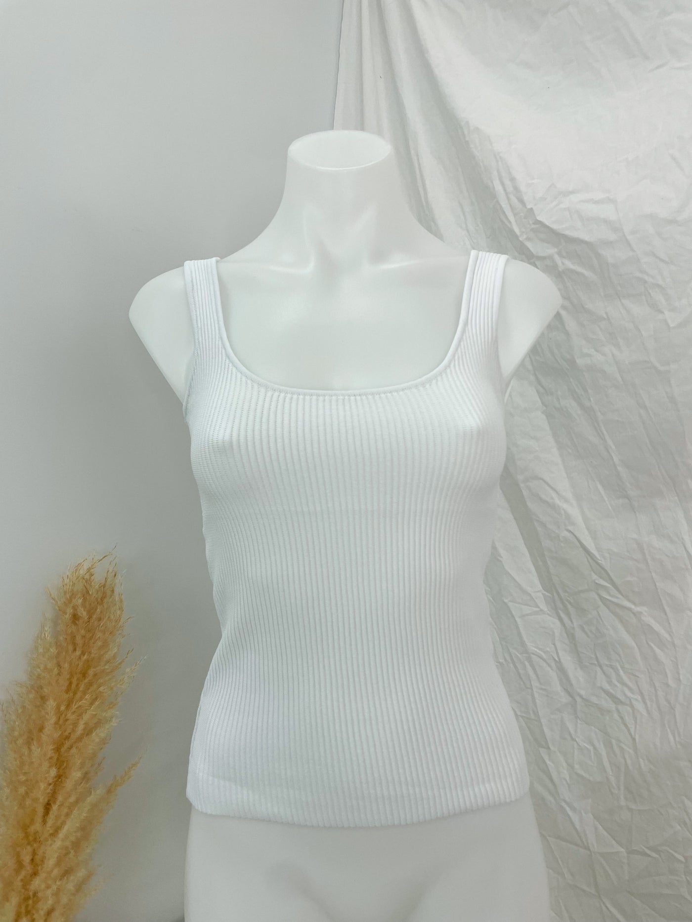 JENNA RIBBED TANK - WHITE