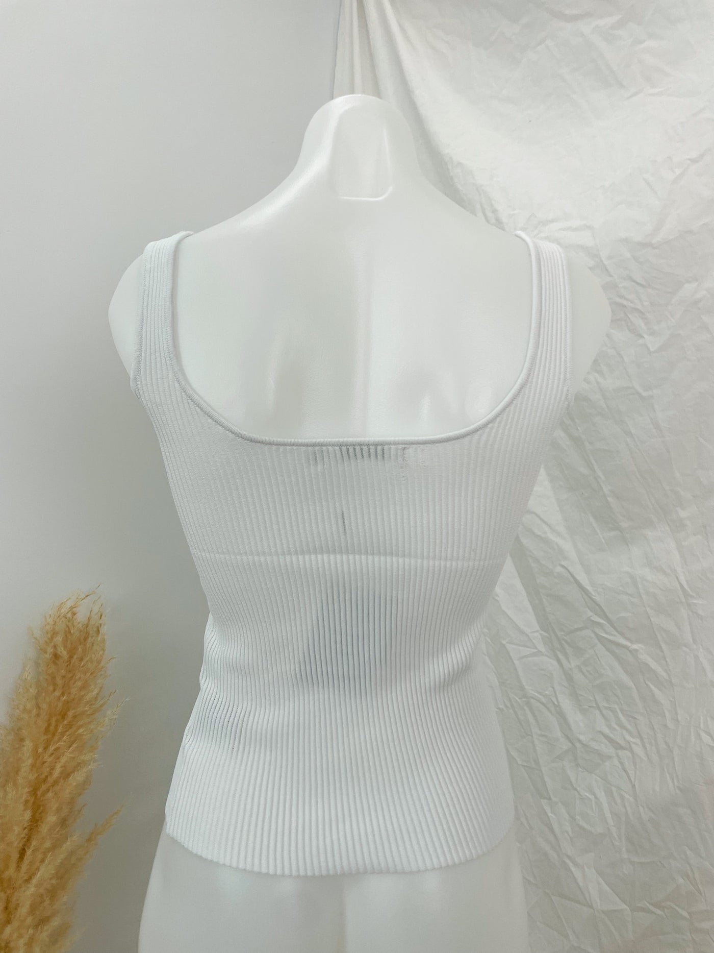 JENNA RIBBED TANK - WHITE