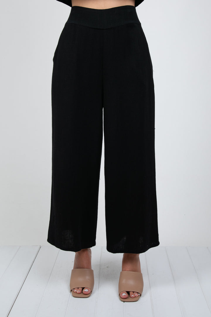 MEMPHIS 7/8 LINEN PANTS - BLACK