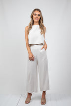 MEMPHIS 7/8 LINEN PANTS - BEIGE