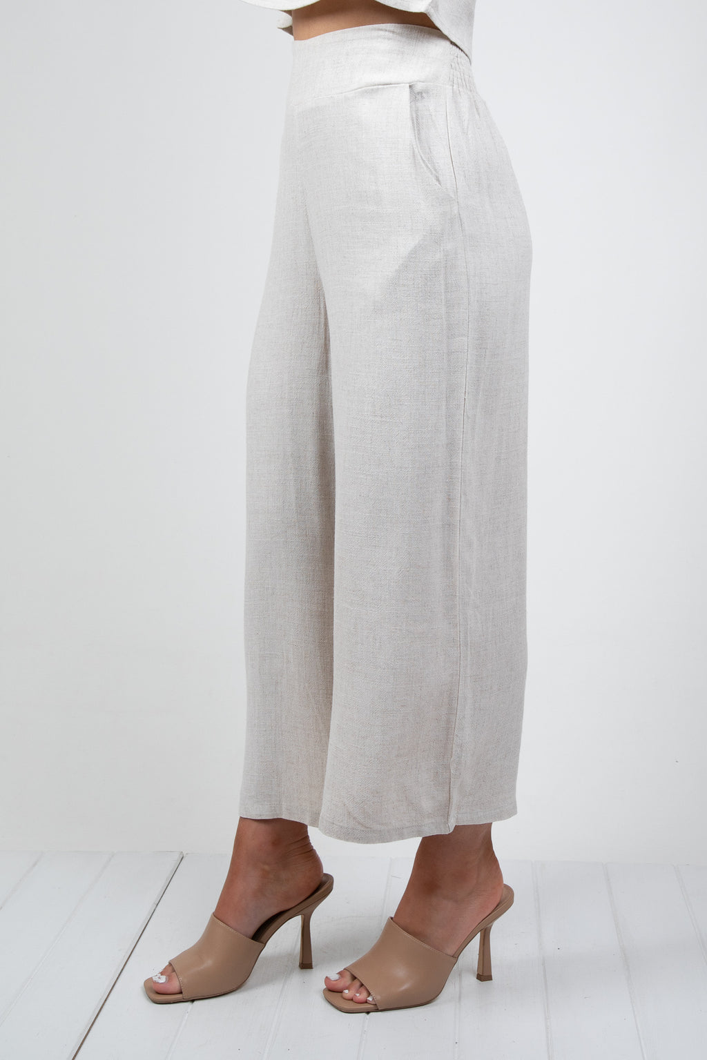 MEMPHIS 7/8 LINEN PANTS - BEIGE