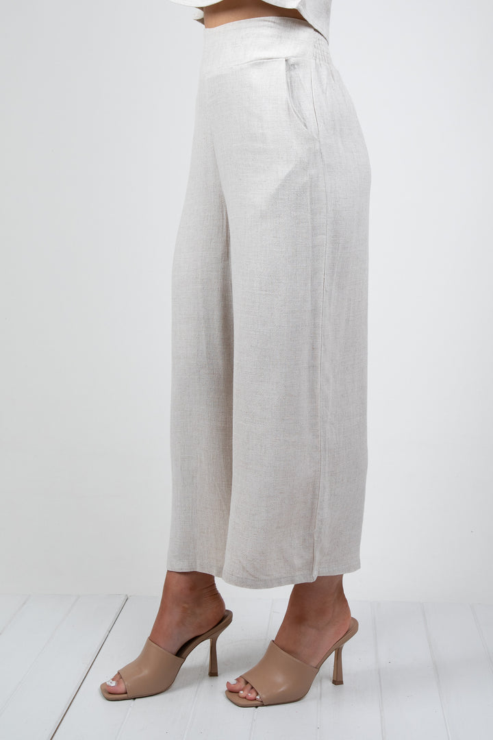 MEMPHIS 7/8 LINEN PANTS - BEIGE