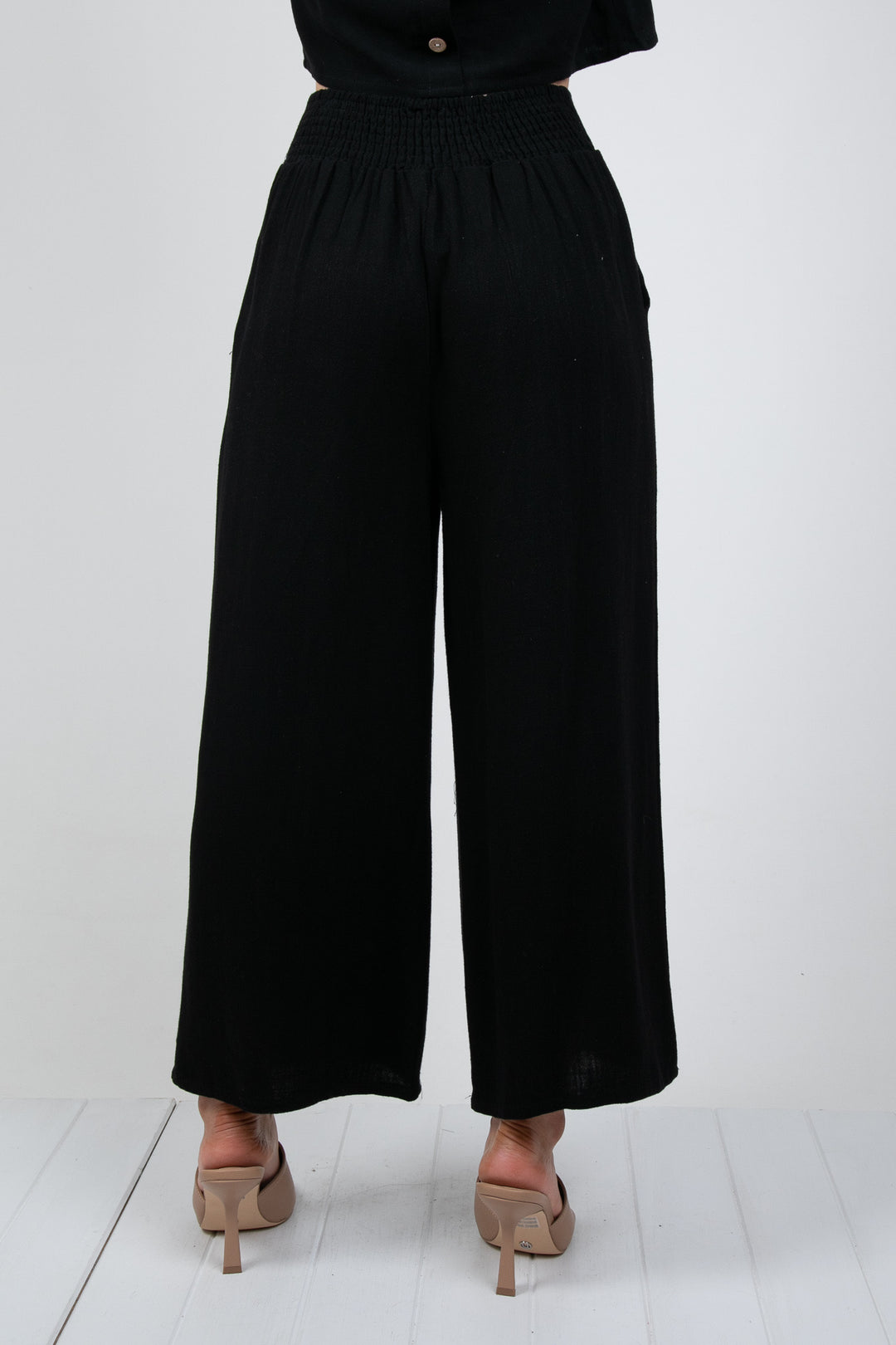 MEMPHIS 7/8 LINEN PANTS - BLACK