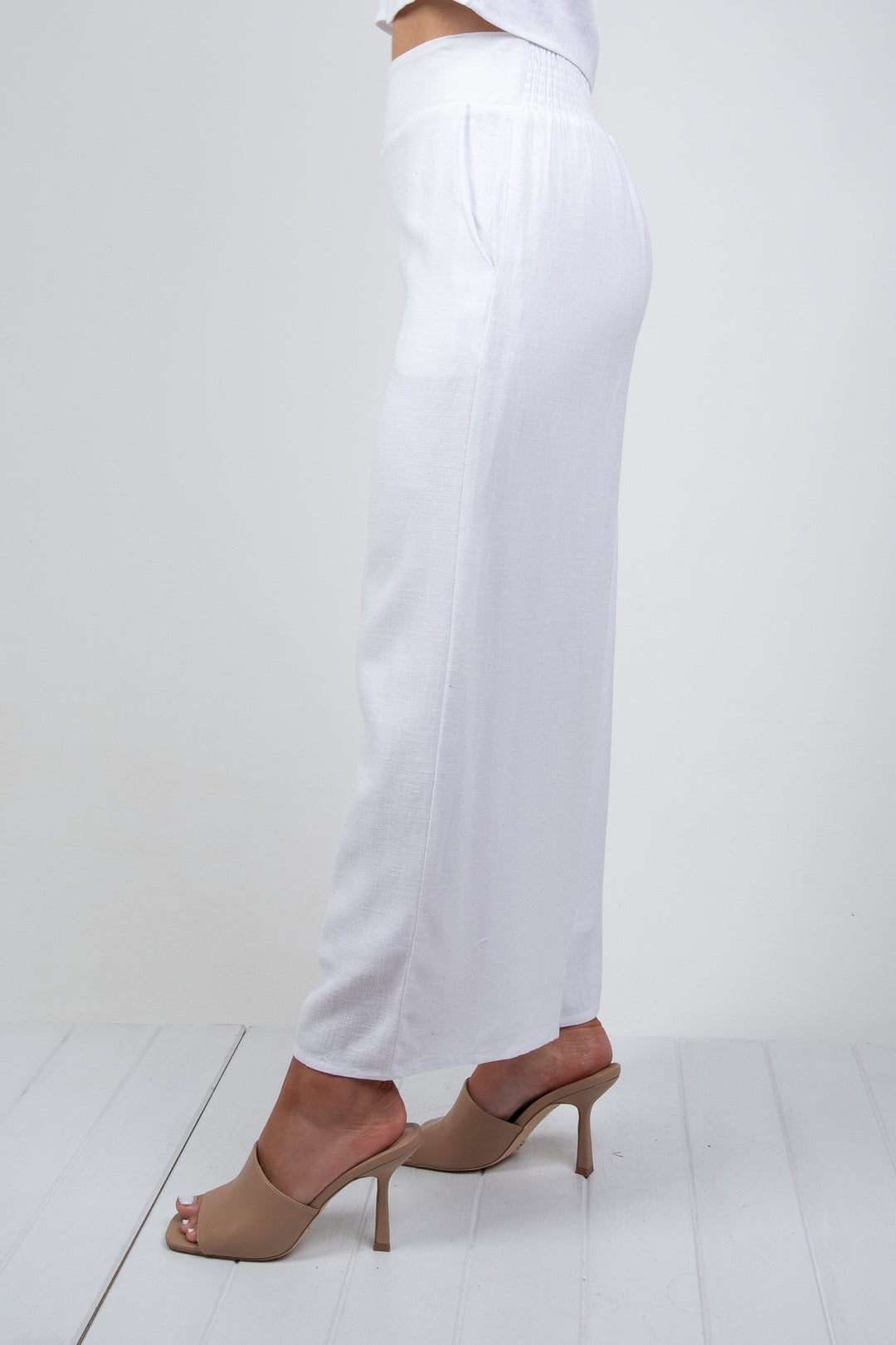 MEMPHIS 7/8 LINEN PANT - WHITE