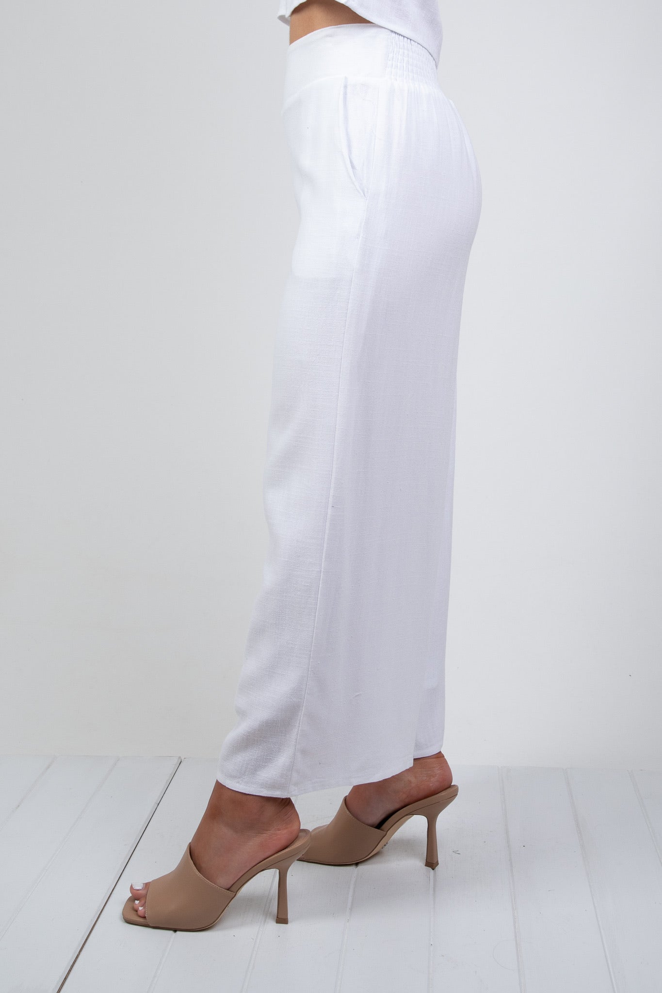 MEMPHIS 7/8 LINEN PANT - WHITE