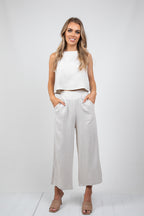 MEMPHIS 7/8 LINEN PANTS - BEIGE