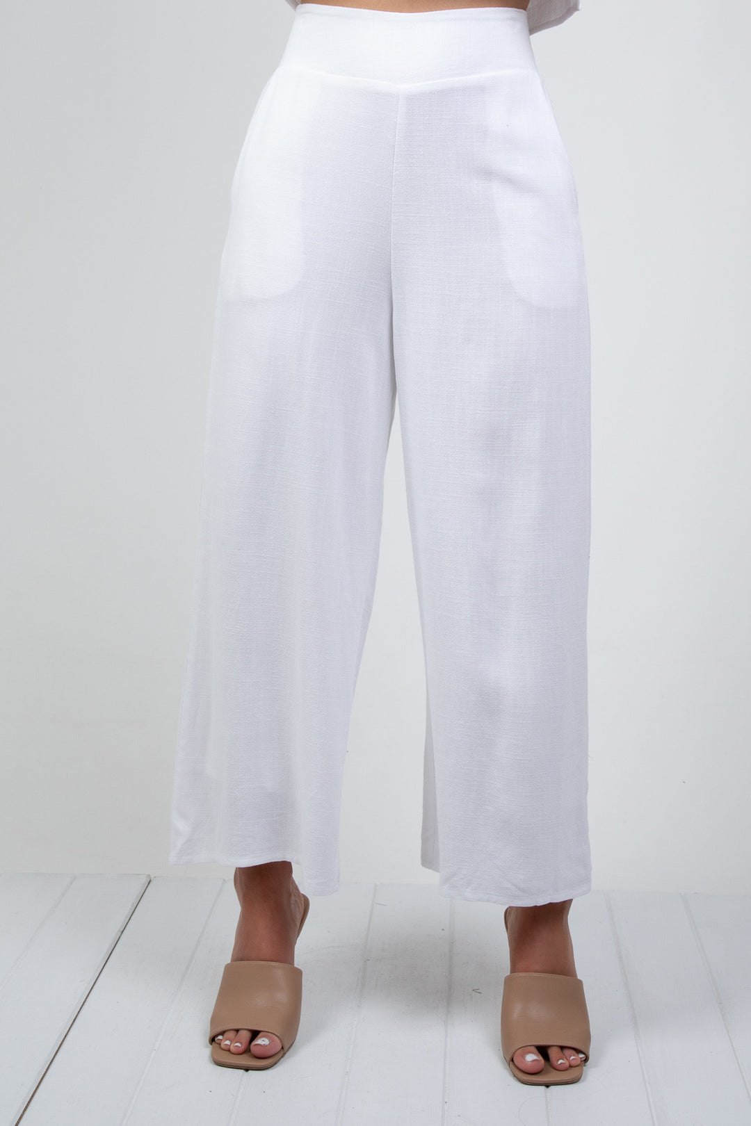 MEMPHIS 7/8 LINEN PANT - WHITE