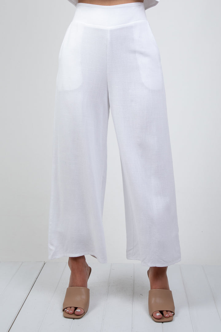 MEMPHIS 7/8 LINEN PANT - WHITE