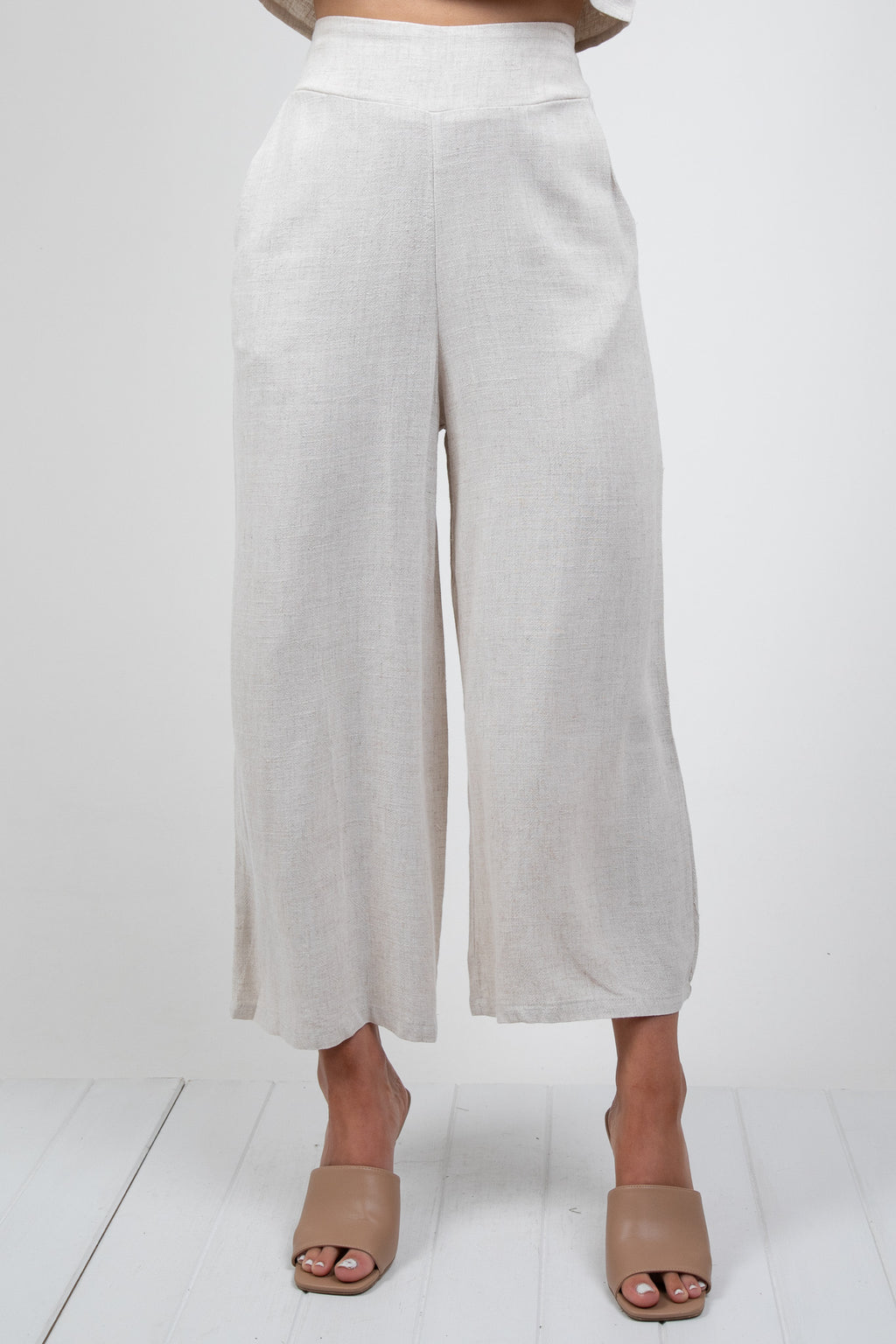 MEMPHIS 7/8 LINEN PANTS - BEIGE