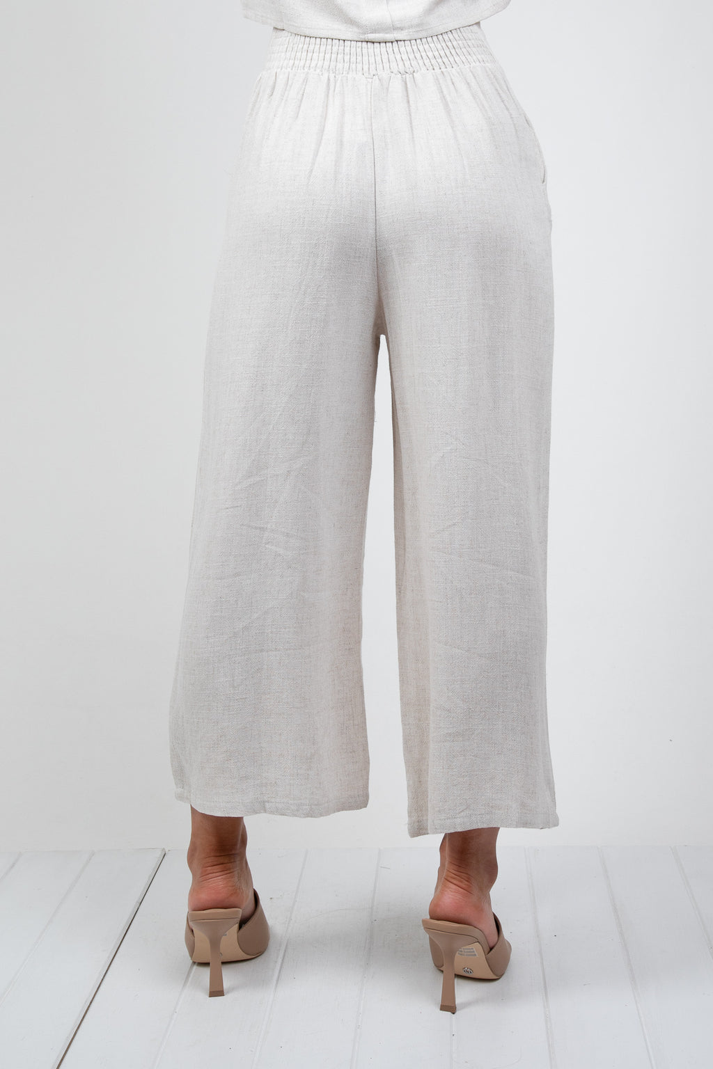 MEMPHIS 7/8 LINEN PANTS - BEIGE