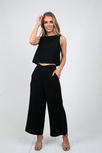 MEMPHIS 7/8 LINEN PANTS - BLACK