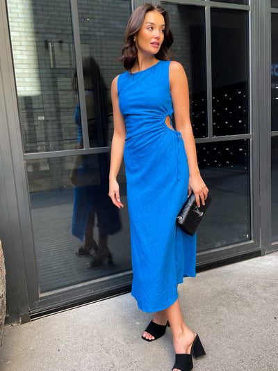 PAROS LINEN DRESS - BLUE