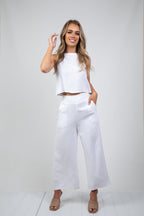 MEMPHIS 7/8 LINEN PANT - WHITE