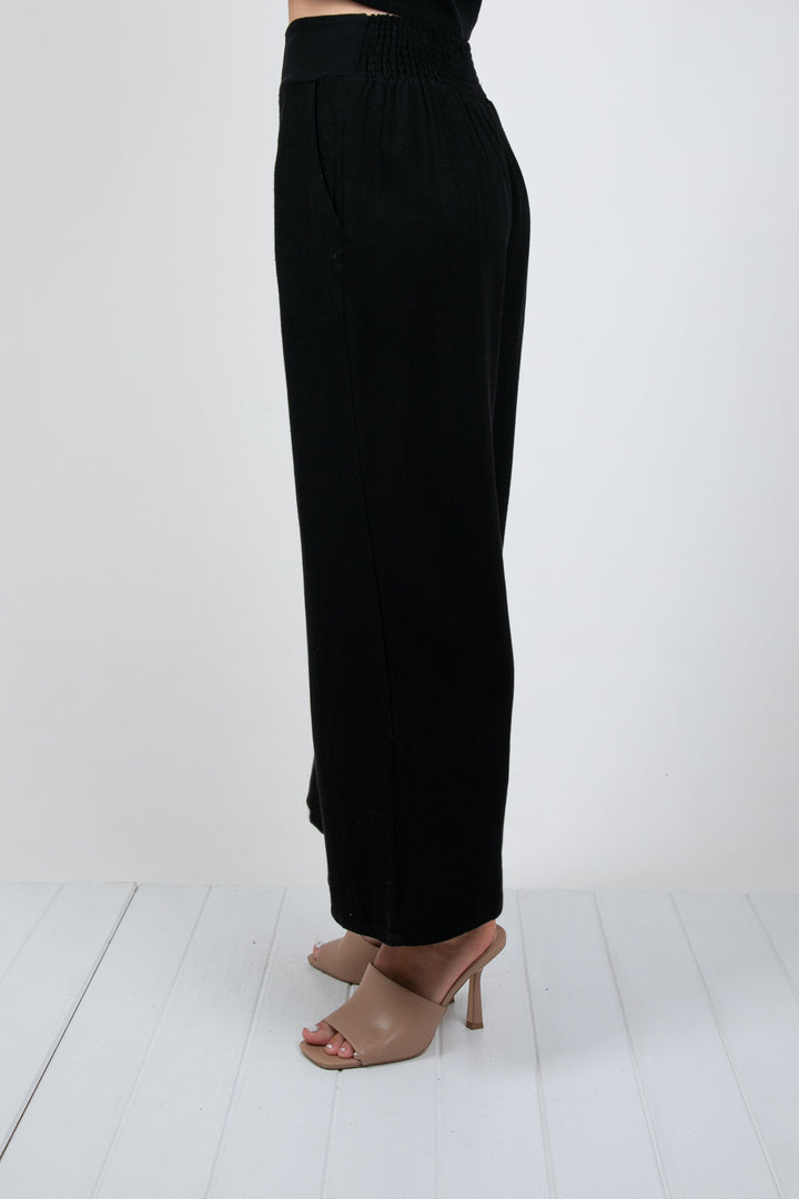 MEMPHIS 7/8 LINEN PANTS - BLACK