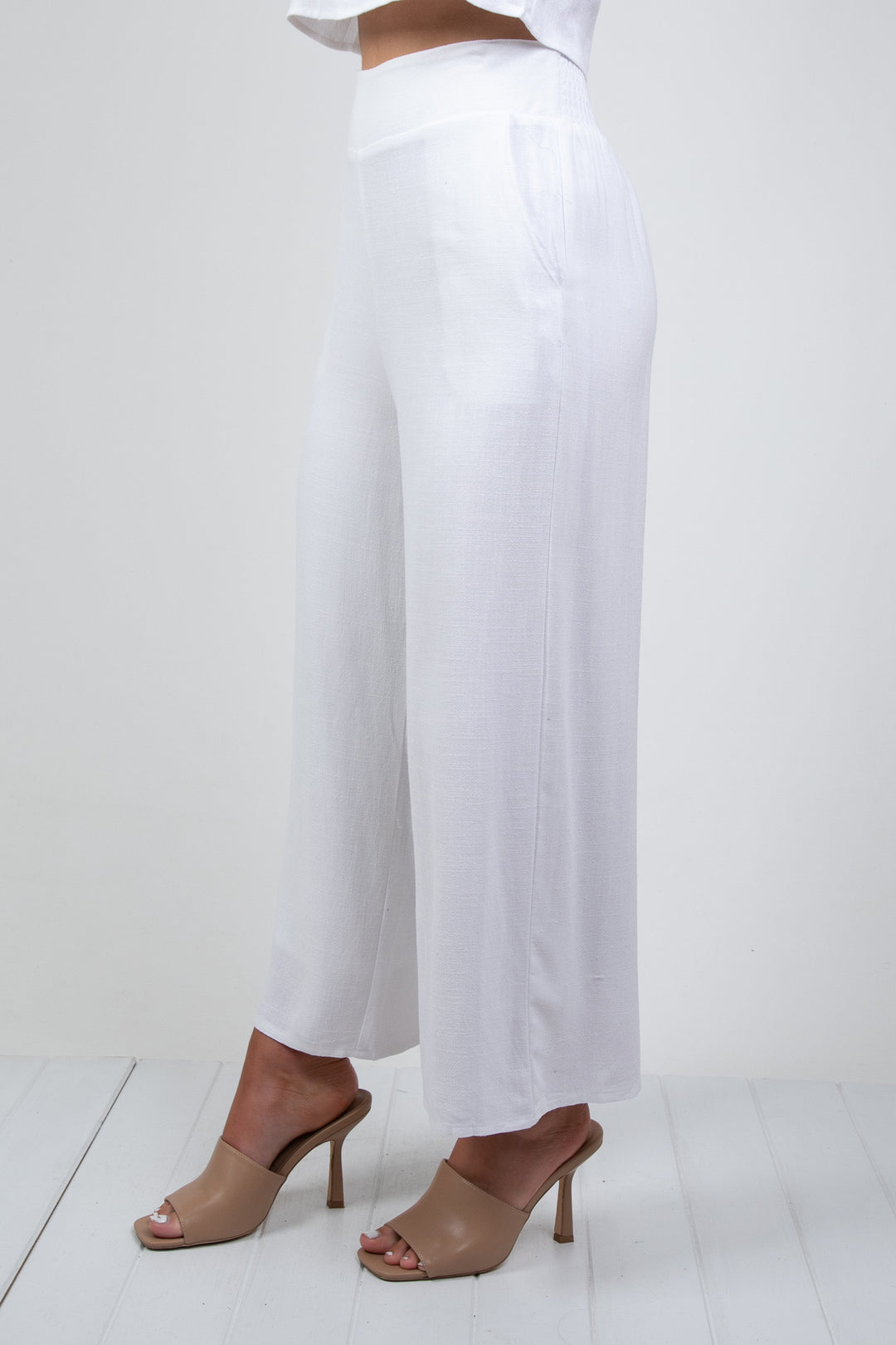 MEMPHIS 7/8 LINEN PANT - WHITE