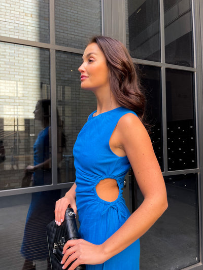 PAROS LINEN DRESS - BLUE