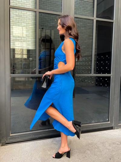 PAROS LINEN DRESS - BLUE