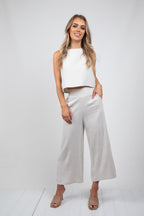 MEMPHIS 7/8 LINEN PANTS - BEIGE